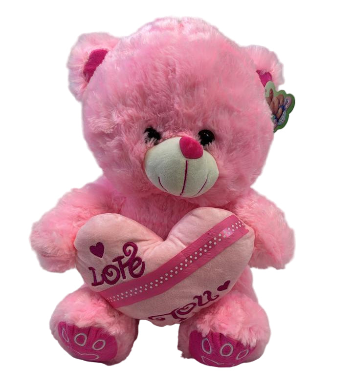 Peluche Ours Rose 40cm "Love" avec Cœur