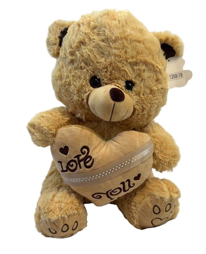 Peluche Ours Beige 25cm "Love" avec Cœur