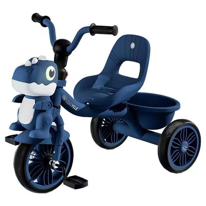 Tricycle Enfant Thème Dinosaure (Bleu) avec Panier et Siège Ergonomique