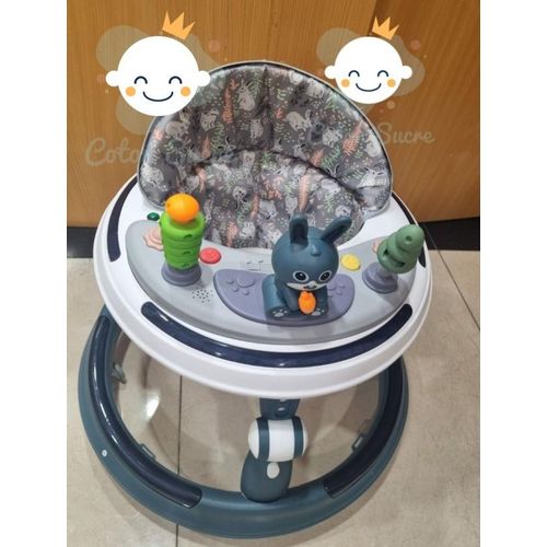 Trotteur Circulaire Bébé 3-en-1 avec Siège Amovible et Grand Plateau de Jeu