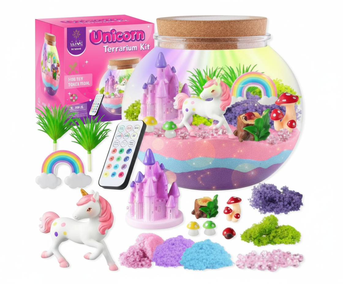Kit Terrarium Licorne Lumineux pour Filles