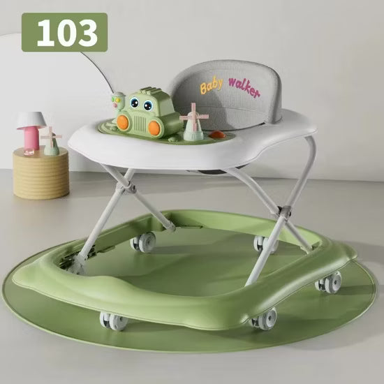 Trotteur Circulaire Pliable Bébé Thème Crabe Rose avec Tableau d'Activités N°102