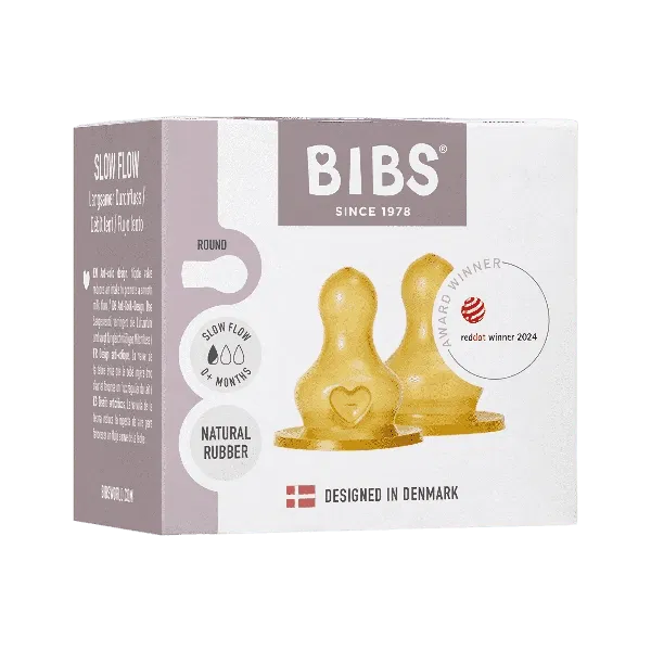 BIBS Tétines pour biberons Rond Latex 2 pack Débit Moyen