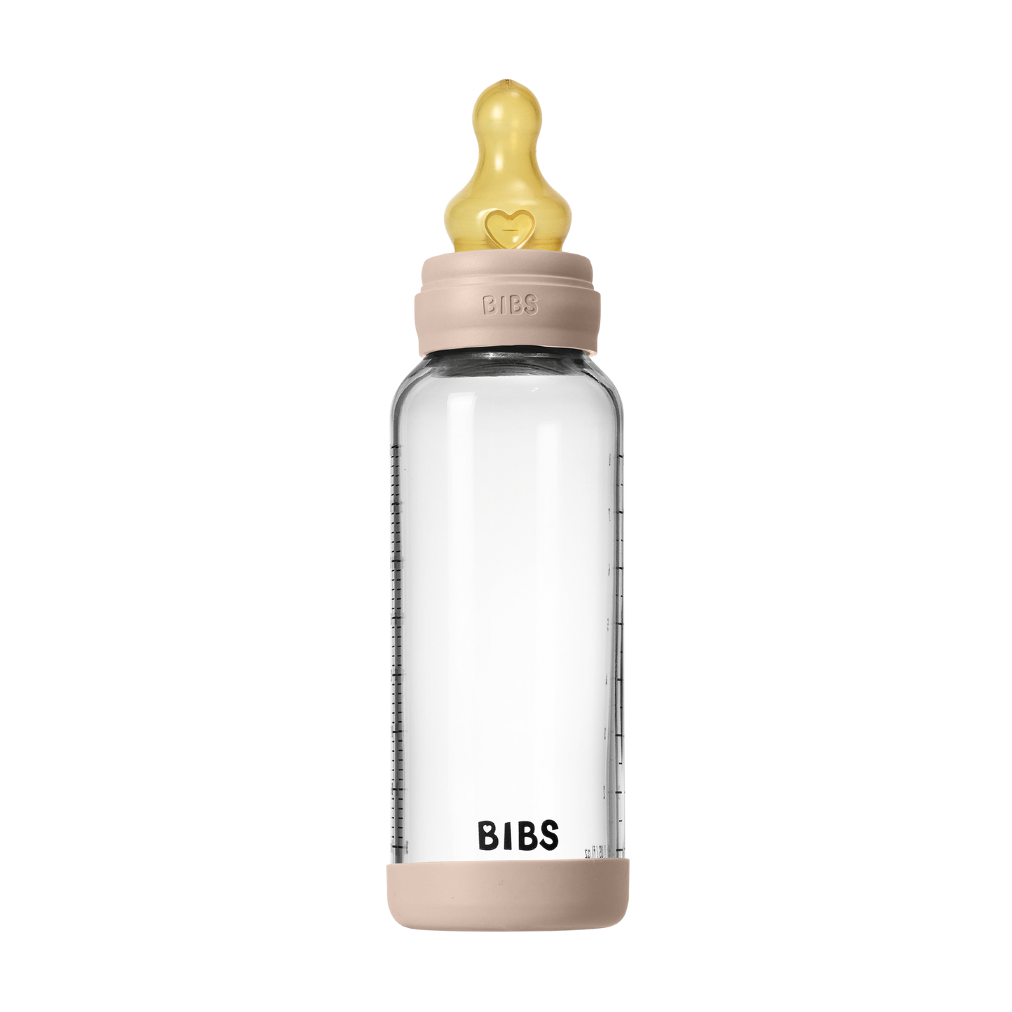 BIBS Biberon Bébé en Verre Rond Latex 1 pack 240 ml Débit Moyen - Blush