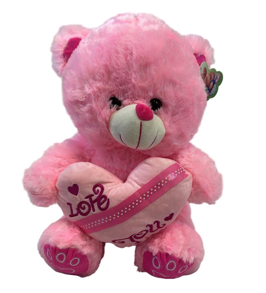 Peluche Ours Rose 40cm "Love" avec Cœur