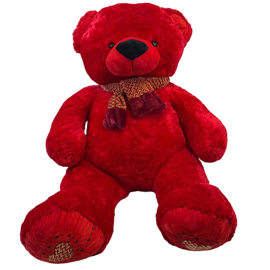 Peluche Ours Géant Rouge 135cm avec Nœud - Jouet Doux pour Enfants