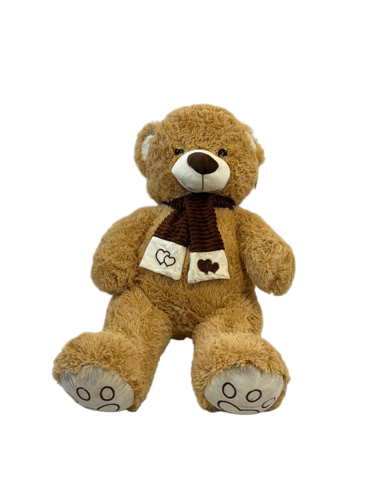 Peluche Ours Beige 75cm avec Écharpe - Jouet Doux pour Enfants