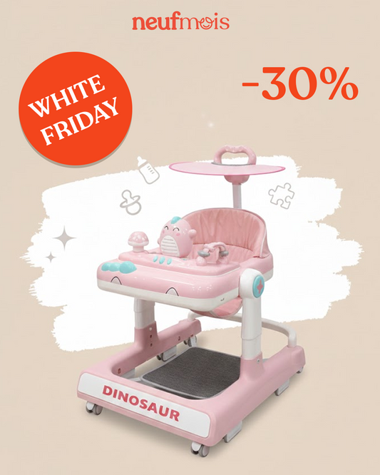 Trotteur Circulaire Pliable Bébé Thème Crabe Rose avec Tableau d'Activités N°102