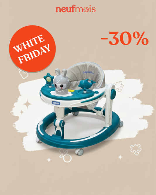 Trotteur  Pliable Bébé Thème Crabe Rose avec Tableau d'Activités N°102