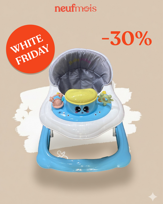 Trotteur Circulaire Pliable Bébé Thème Crabe Rose avec Tableau d'Activités N°102