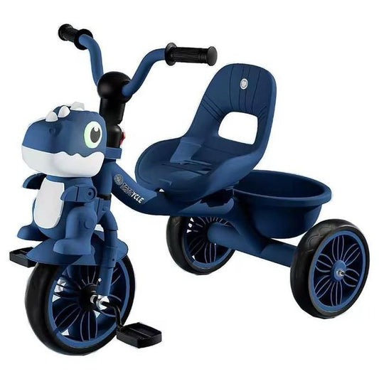 Tricycle Enfant Thème Dinosaure (Bleu) avec Panier et Siège Ergonomique