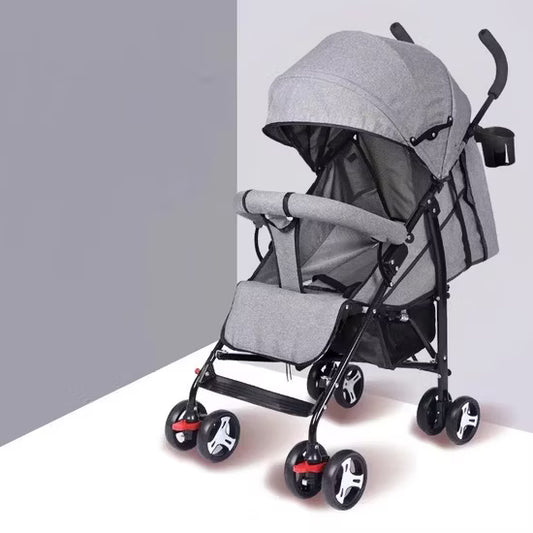 Poussette Canne Bébé Compacte et Légère Grise