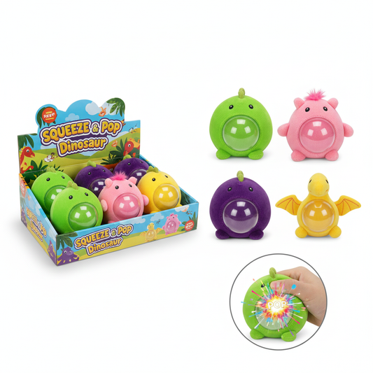 Lot 4 Jouets Dinosaure à Presser Pop-Out – Squish Anti-Stress Fidget T-Rex