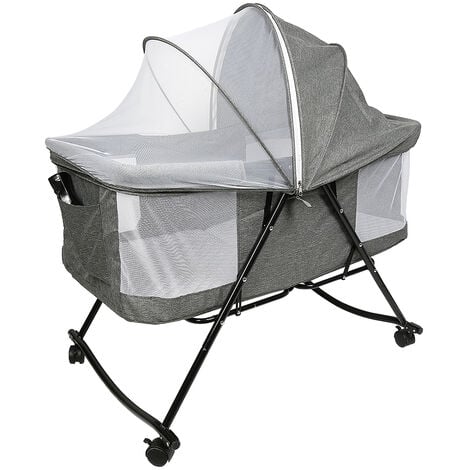 Berceau Bébé Portable avec Moustiquaire – Lit Pliable sur Roulettes, Confortable et Respirant