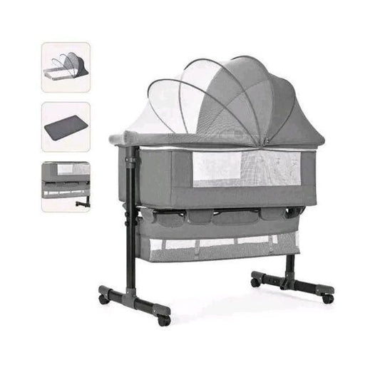 Berceau Bébé Multifonction avec Canopy Anti-Moustiques – Lit d’Appoint Réglable sur Roulettes, Respirant et Sécurisé