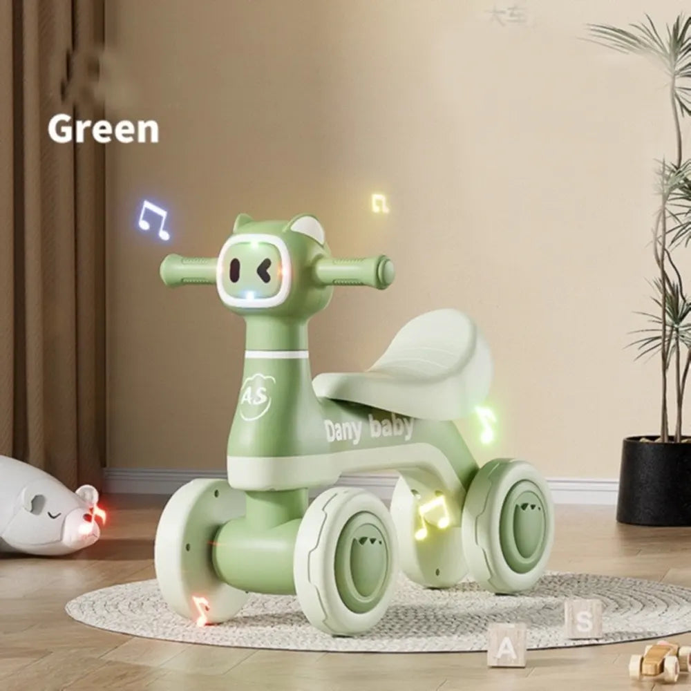 Porteur Bébé 4 Roues Dany Baby Vert Lumineux et Musical – Draisienne d'Éveil Évolutive