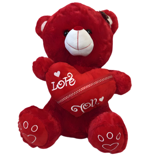 Peluche Ours Rouge 54cm "Love" avec Cœur