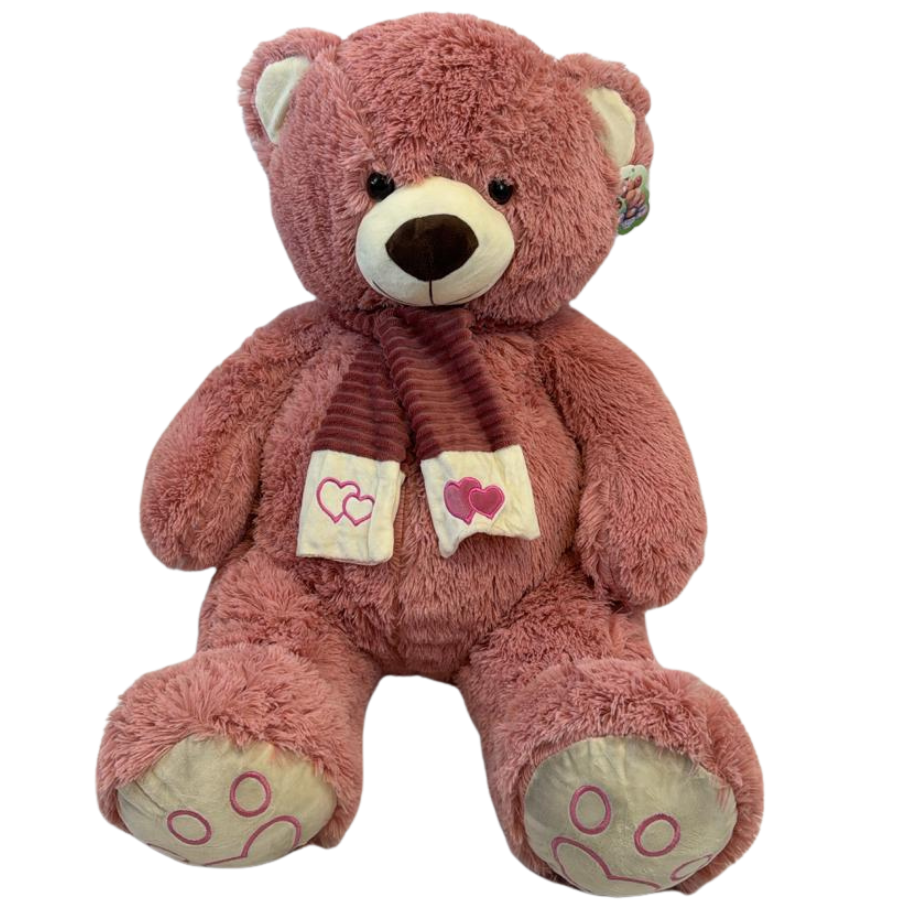 Peluche Ours Rose 75cm avec Écharpe