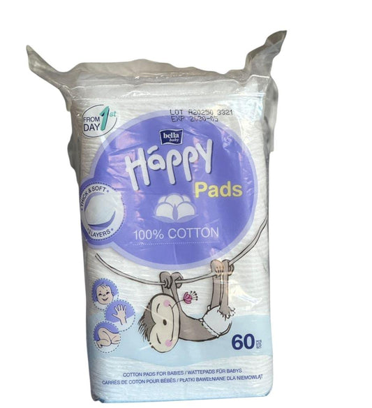 Bella Happy Carrés de Coton Bébé 100% Coton | Épais et Doux 3 Couches | 60 Pièces