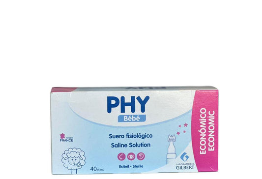 PHY Bébé Sérum Physiologique Stérile | 40 Doses de 5 ml | Nettoyage Nez et Yeux du Nourrisson