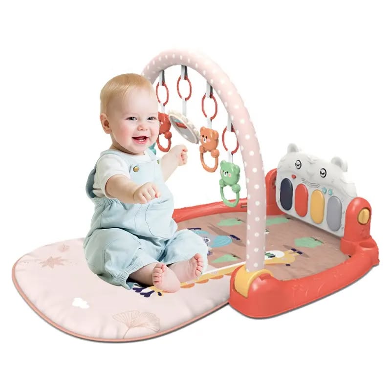 Tapis d’Éveil Bébé avec Jouets Suspendus et Piano Lumineux