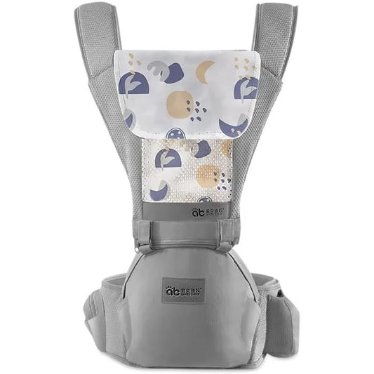 Porte-Bébé Ergonomique Gris avec Siège Hipseat – Respirant, Confortable et Multifonction pour Nouveau-né & Enfant