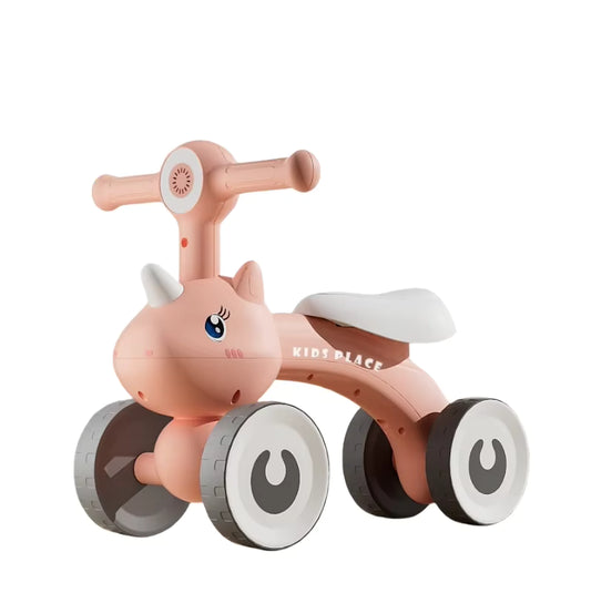 Draisienne Bébé 4 Roues Thème Licorne/Rhinocéros Rose "KIDS PLACE"