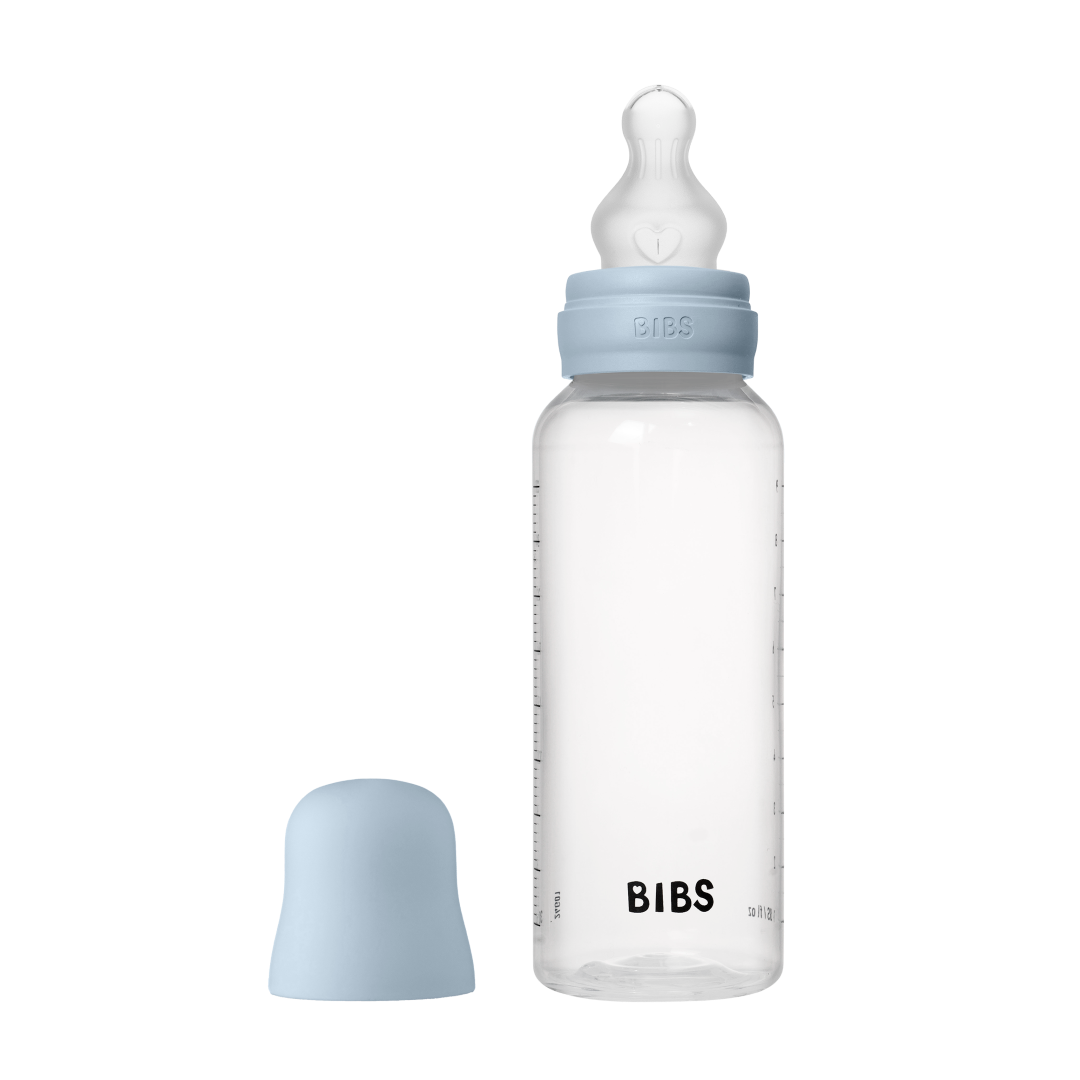 BIBS Biberon Bébé Rond Silicone 1 pack 270 ml Débit Moyen - Baby Blue