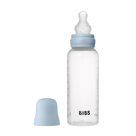 BIBS Biberon Bébé Rond Silicone 1 pack 270 ml Débit Moyen - Baby Blue
