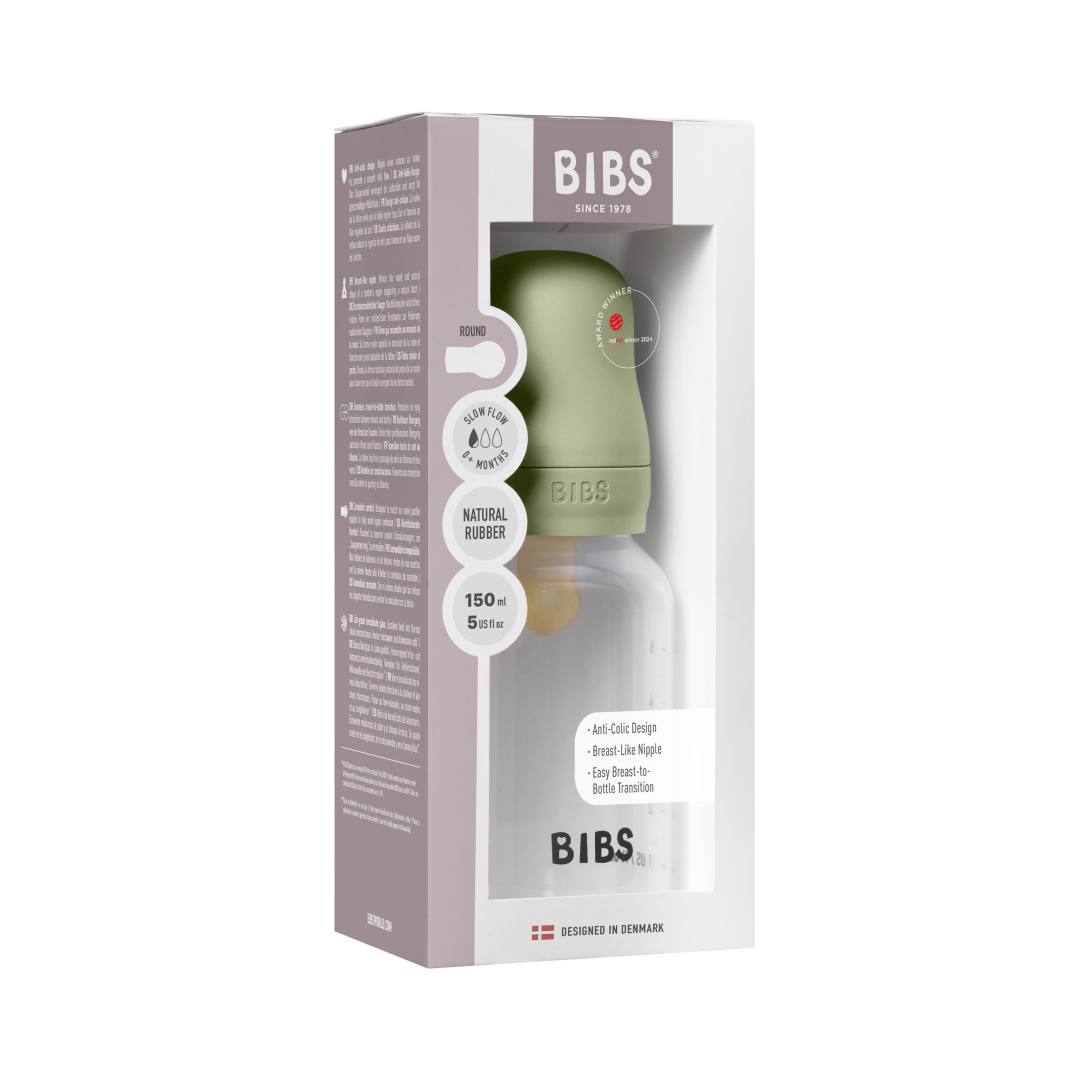 BIBS Biberon Bébé Rond Latex 1 pack 150 ml Débit Lent - Sage