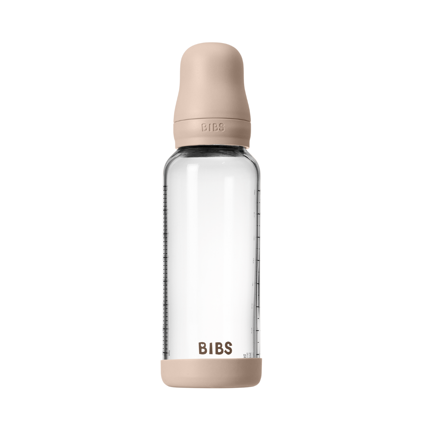 BIBS Biberon Bébé en Verre Rond Latex 1 pack 240 ml Débit Moyen - Blush