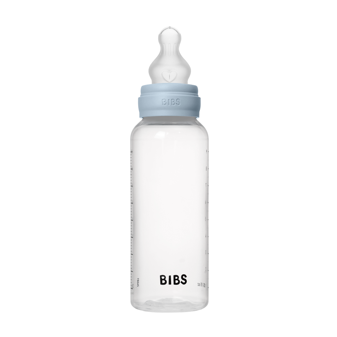 BIBS Biberon Bébé Rond Silicone 1 pack 270 ml Débit Moyen - Baby Blue
