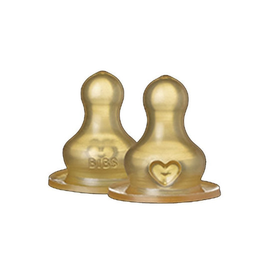 BIBS Tétines pour biberons Rond Latex 2 pack Débit Rapide