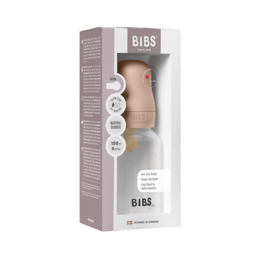 BIBS Biberon Bébé Rond Latex 1 pack 150 ml Débit Lent - Blush