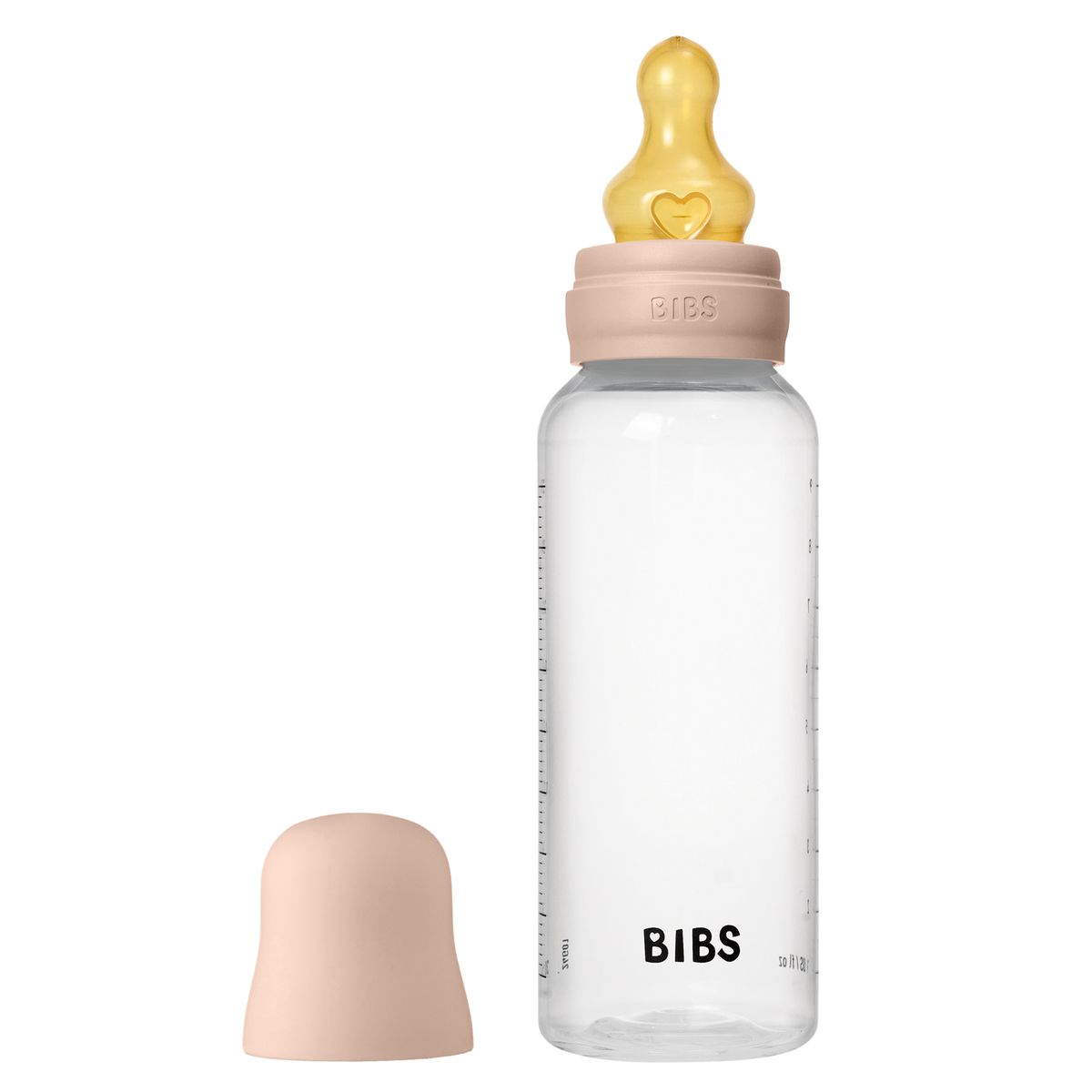 BIBS Biberon Bébé Rond Latex 1 pack 270 ml Débit Moyen - Blush