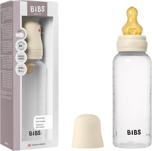 BIBS Biberon Bébé Rond Latex 1 pack 270 ml Débit Moyen - Ivory