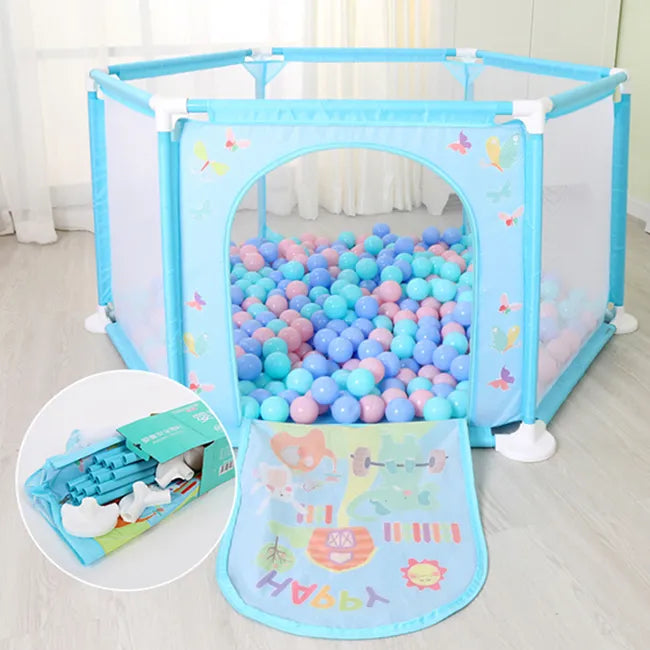 Parc de sécurité hexagonal pour bébé avec 50 balles