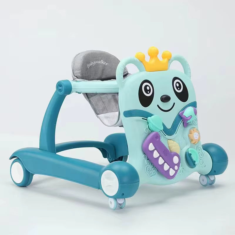 Trotteur Évolutif Poussoir Bébé 2-en-1 avec Tableau d'Activités Interactif