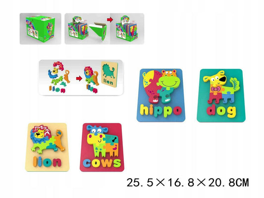 Puzzles Animaux en Mousse Magnétique (Hippo, Lion, Vache)
